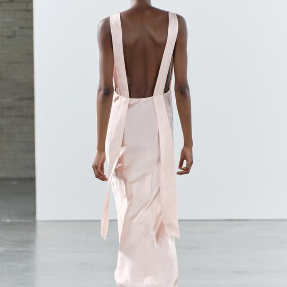 OPEN BACK SATIN EFFECT DRESS - Picture 2 of 8